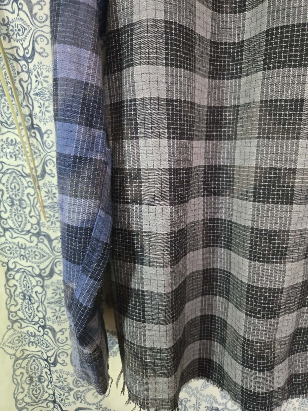 BoohooMAN L Patchwork Plaid Shirt Grunge Streetwear Boho Blokecore Graphic Butto - Picture 8 of 9